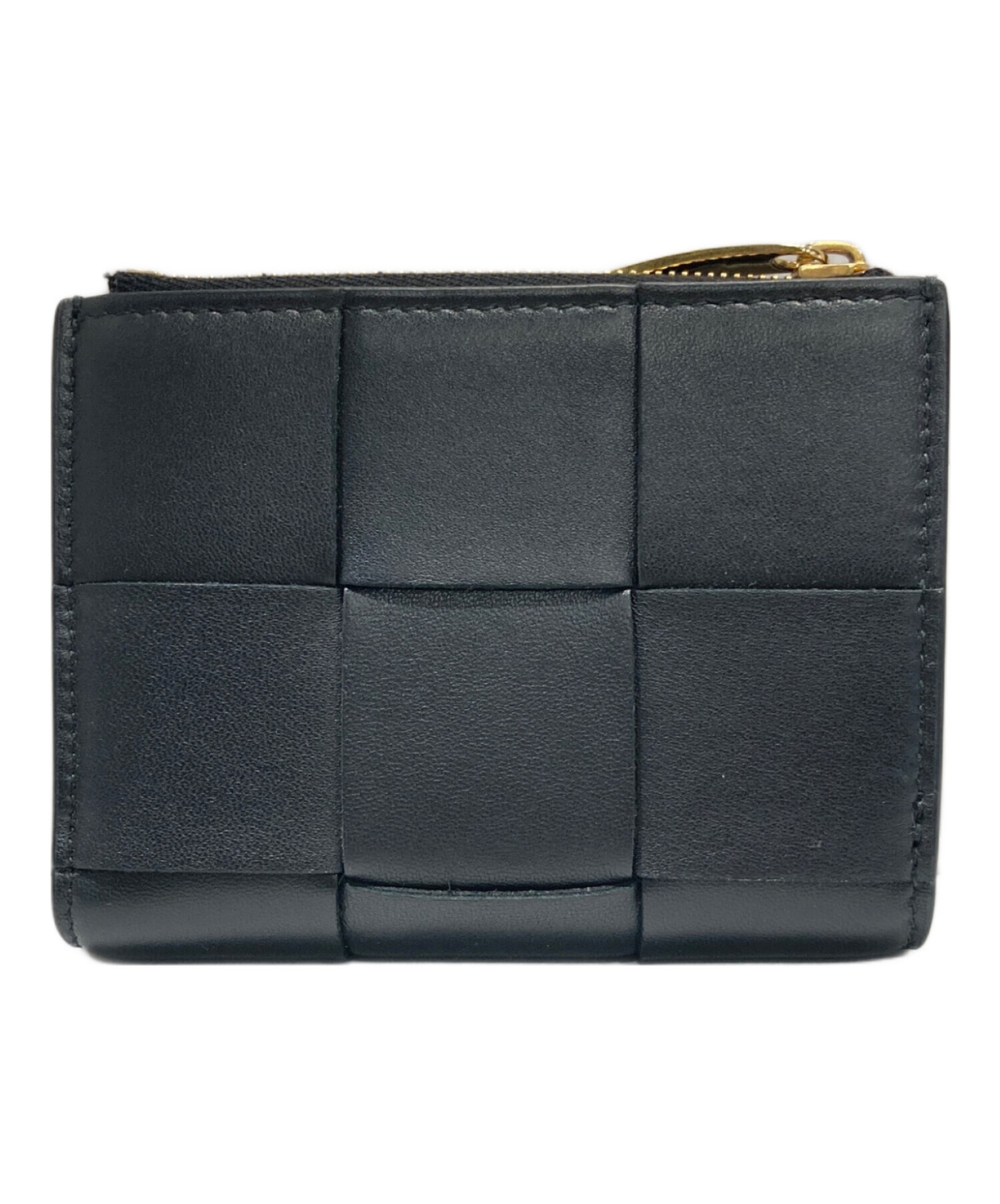 ボッテガヴェネタ 二つ折り財布 ブラック レザー ミニ財布 中古 中古・古着通販】BOTTEGA VENETA (ボッテガベネタ) 2つ折り財布