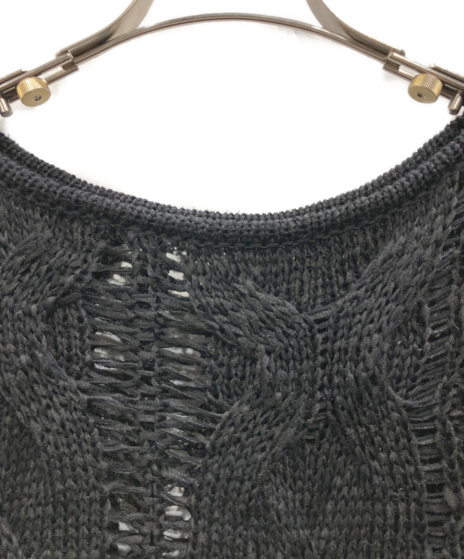 中古・古着通販】AMERI (アメリ) CABLE PATTERN DAMAGE LOOSE KNIT