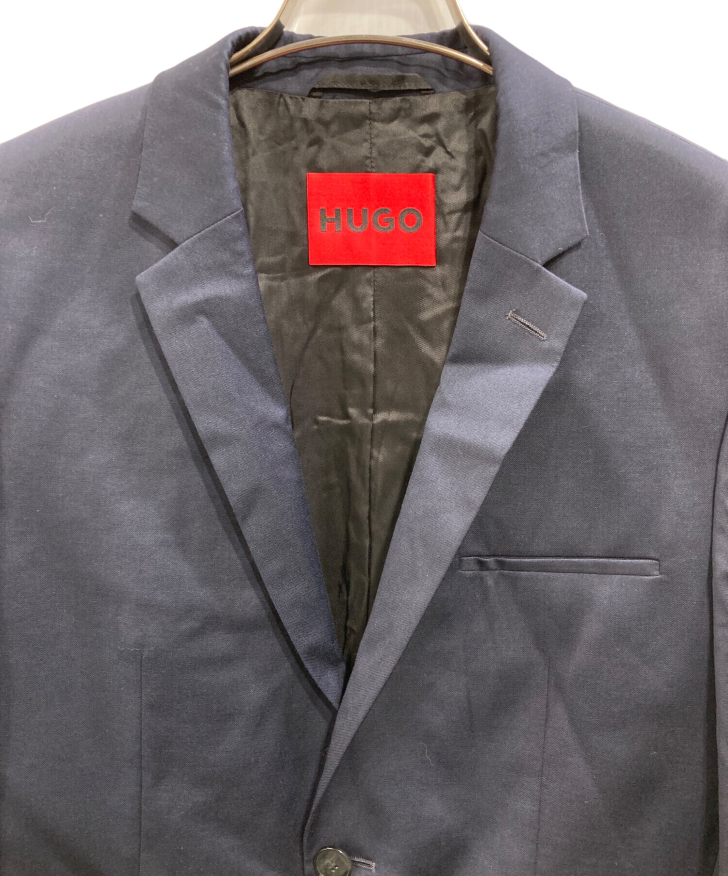 HUGO BOSSセットアップ Super110'S ネイビーストライプ 中古・古着通販】HUGO BOSS (ヒューゴ ボス) セットアップスーツ
