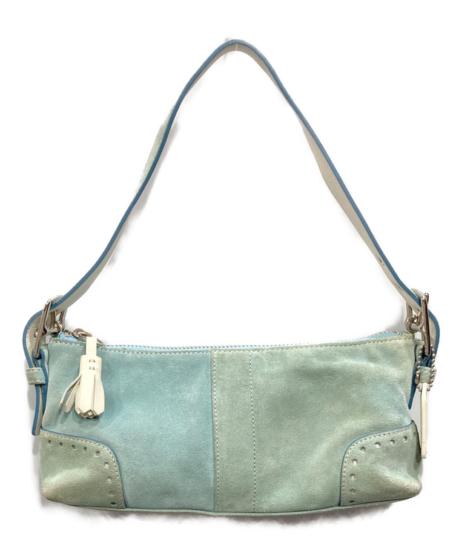中古・古着通販】COACH (コーチ) スエードミニショルダーバッグ ブルー 