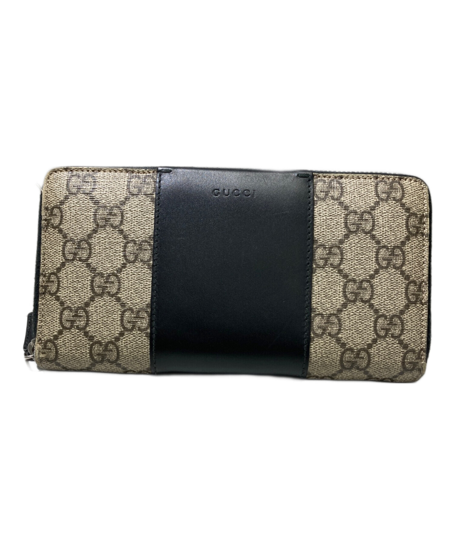 新品 グッチ GUCCI 長財布 GGスプリーム ベージュ/ブラック GGキャンバス グッチ 財布 GUCCI ラウンドファスナー長財布 メンズ