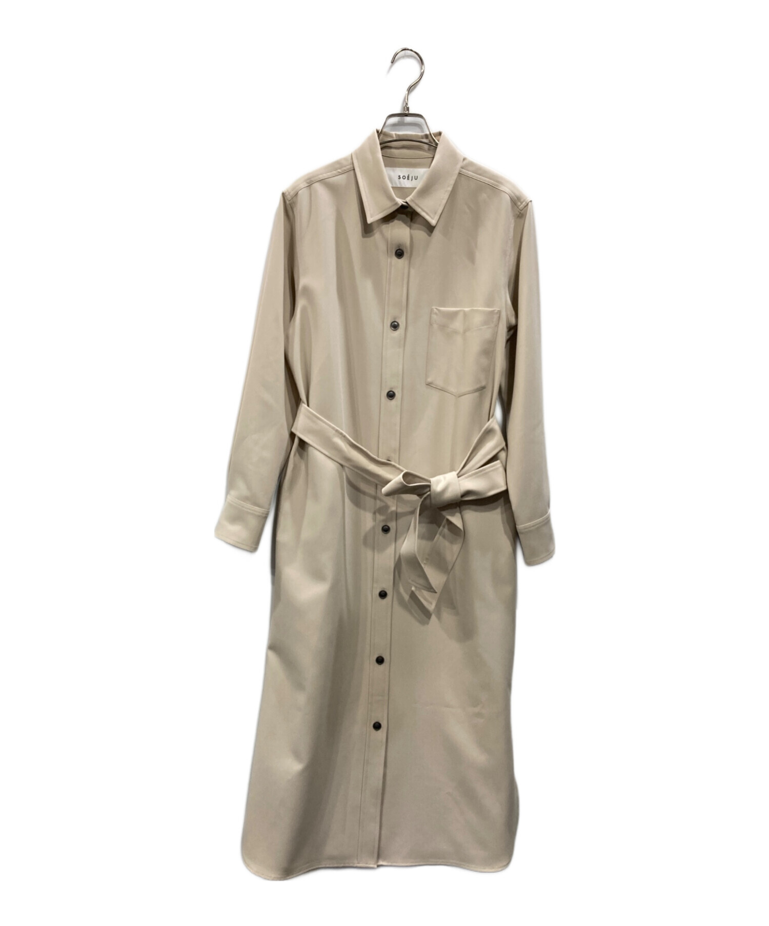 SOEJU ソフトオックスシャツワンピースM ベージュ 美品 ソフトオックスシャツワンピース - SOÉJU online store｜上質な大人の