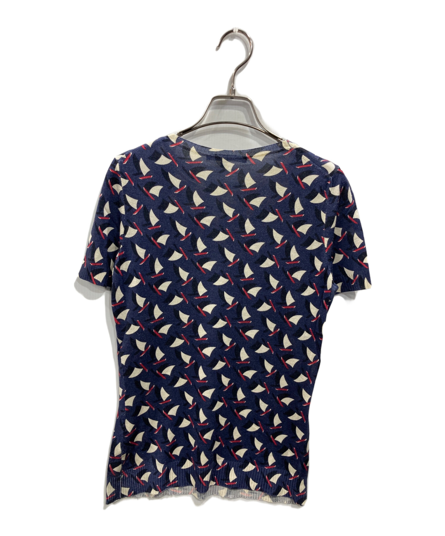 GUCCI グッチ Vネック Tシャツ S ネイビー 中古・古着通販】GUCCI (グッチ) シルクカシミヤ半袖ニット ネイビー