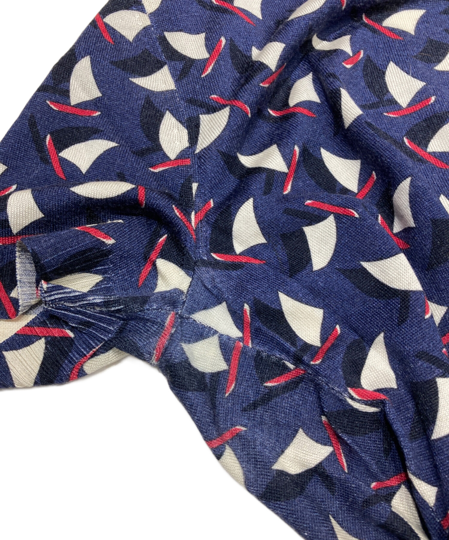 中古・古着通販】GUCCI (グッチ) シルクカシミヤ半袖ニット ネイビー