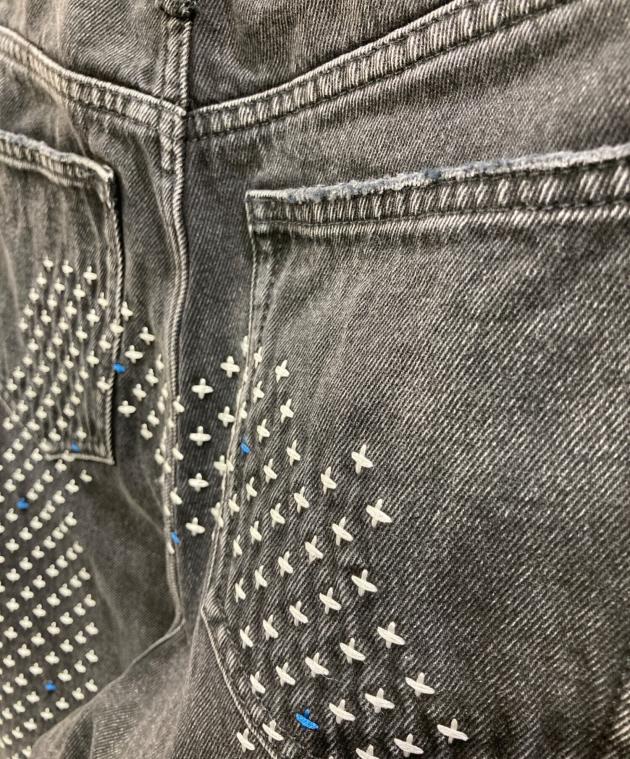 中古・古着通販】EVISU (エヴィス) 刺し子猫大黒デニムパンツ グレー
