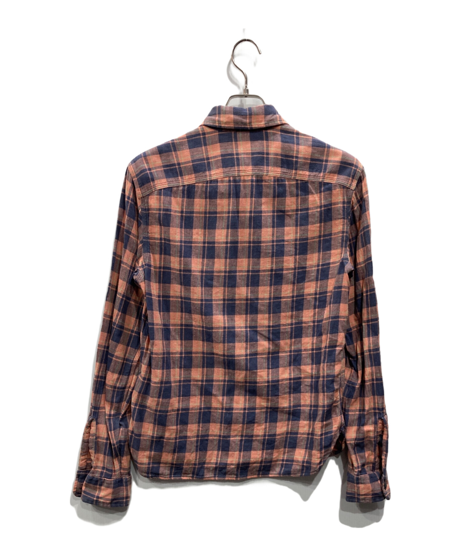 RRL ダブルアールエル チェックシャツ ピンク ブルー S ラルフローレン 中古・古着通販】RRL (ダブルアールエル) チェックシャツ ピンク