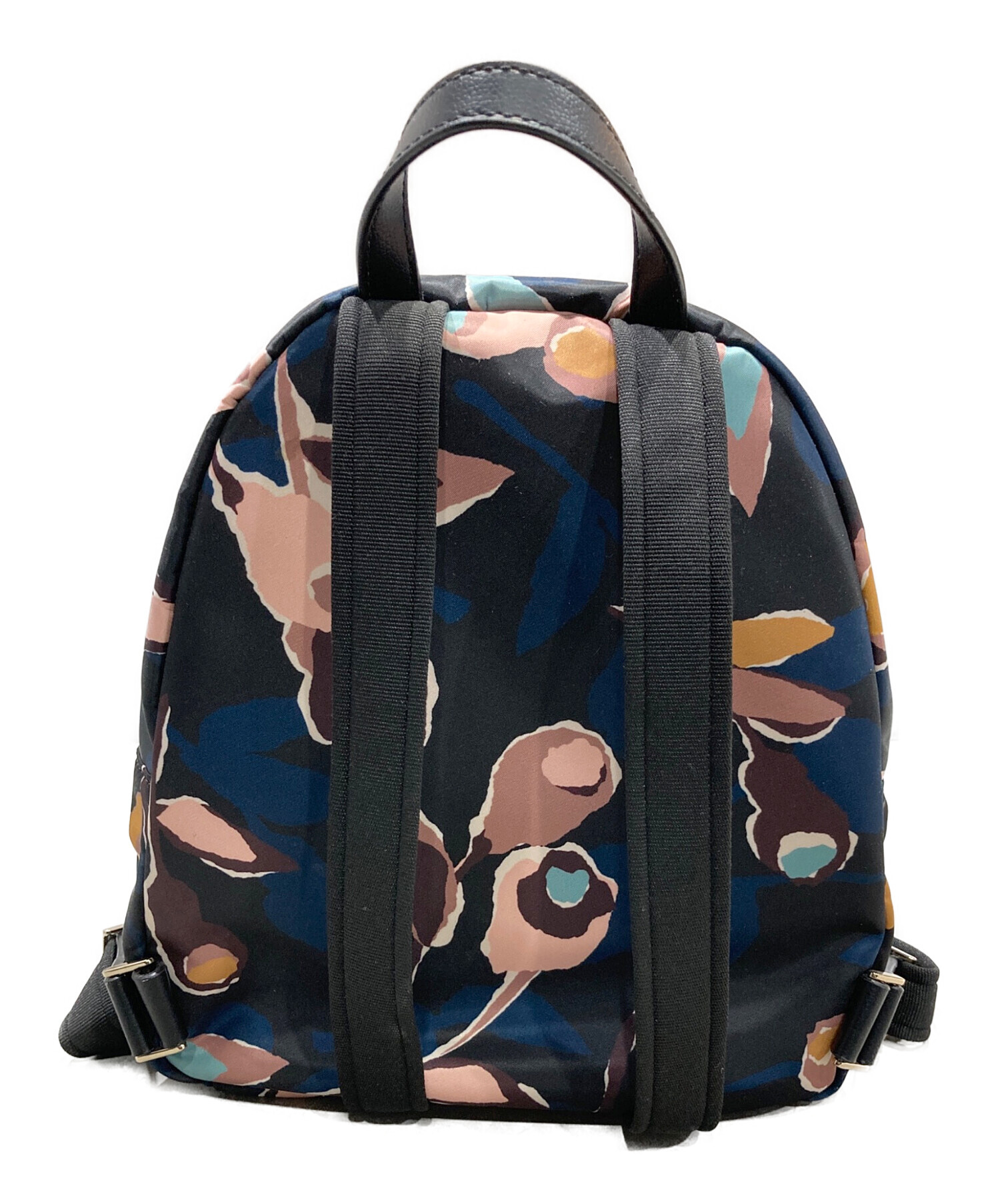 kate spade ケイトスペード リュックサック キャンバス 総柄 ネイビー 中古・古着通販】Kate Spade (ケイトスペード) ペーパーローズ柄