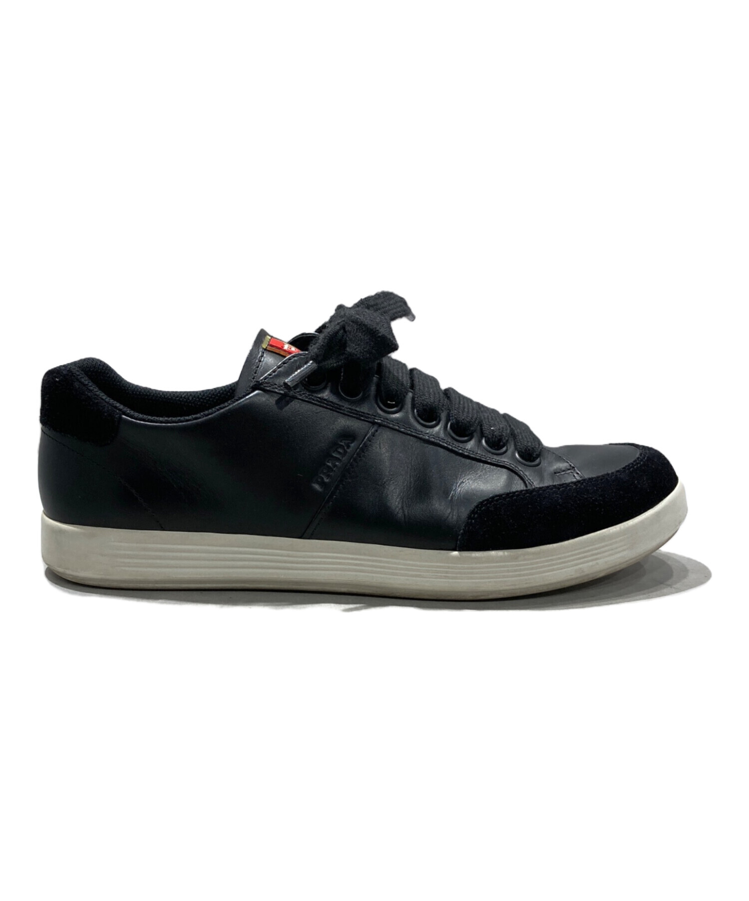 中古・古着通販】PRADA (プラダ) レザーローカットスニーカー ブラック 