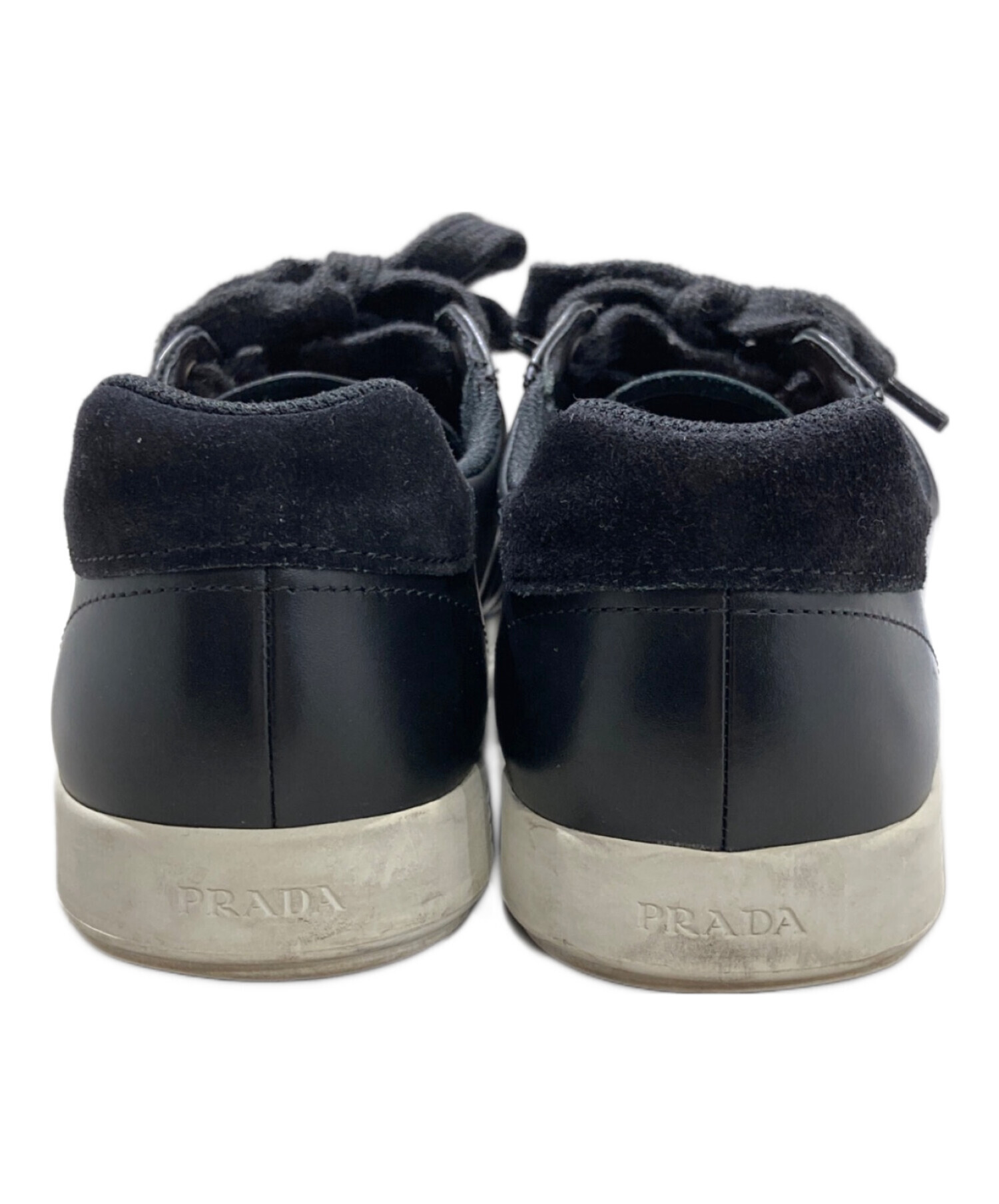 中古・古着通販】PRADA (プラダ) レザーローカットスニーカー ブラック 