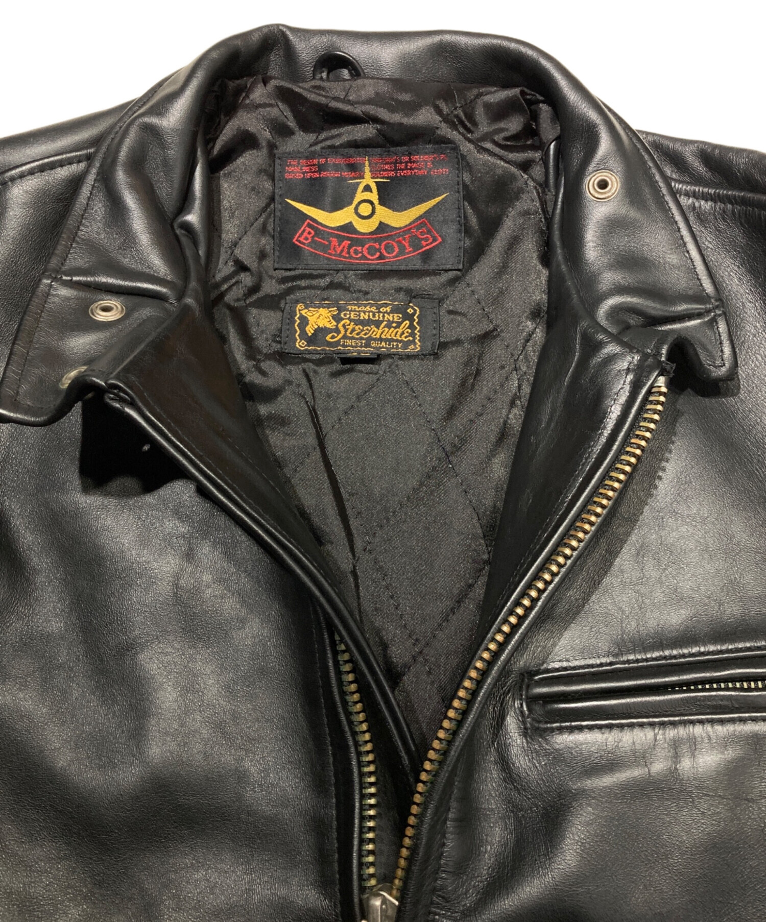 ☆BーMcCOY‘Sビーマッコイシングルレザーライダース36TALON 90s 中古・古着通販】B-McCOY'S (ビーマッコイズ) シングルライダース