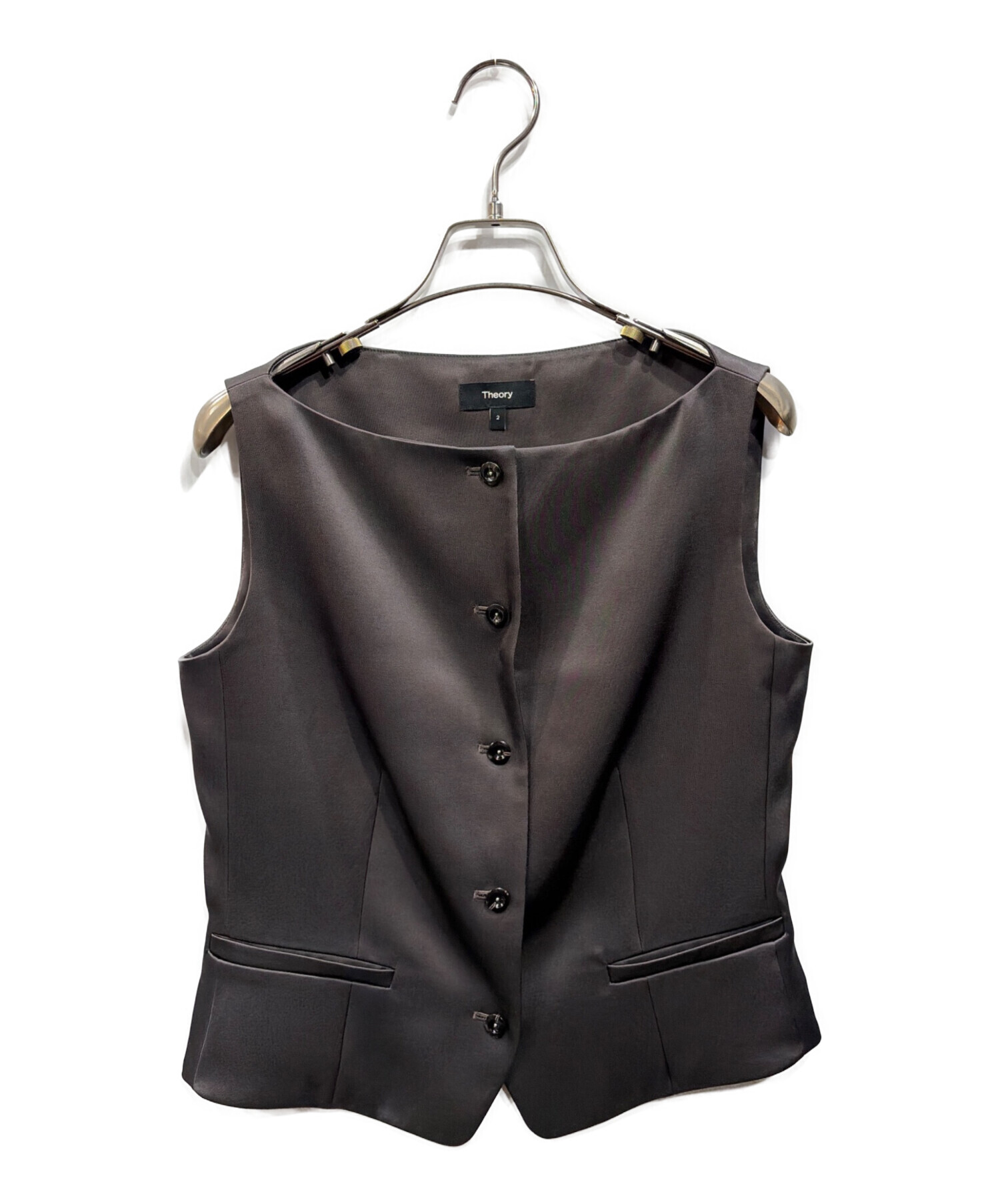 中古・古着通販】theory (セオリー) Base Satin Boat Neck Vest カーキ
