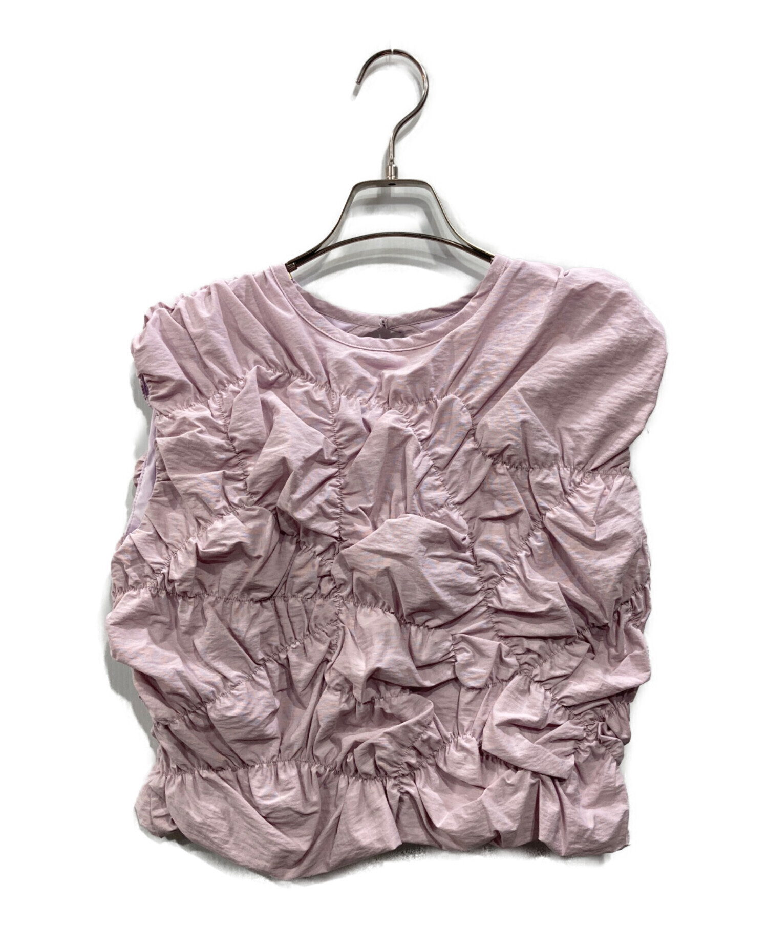 中古・古着通販】Ameri (アメリ) BUMPY GATHER BACK OPEN TOP パープル