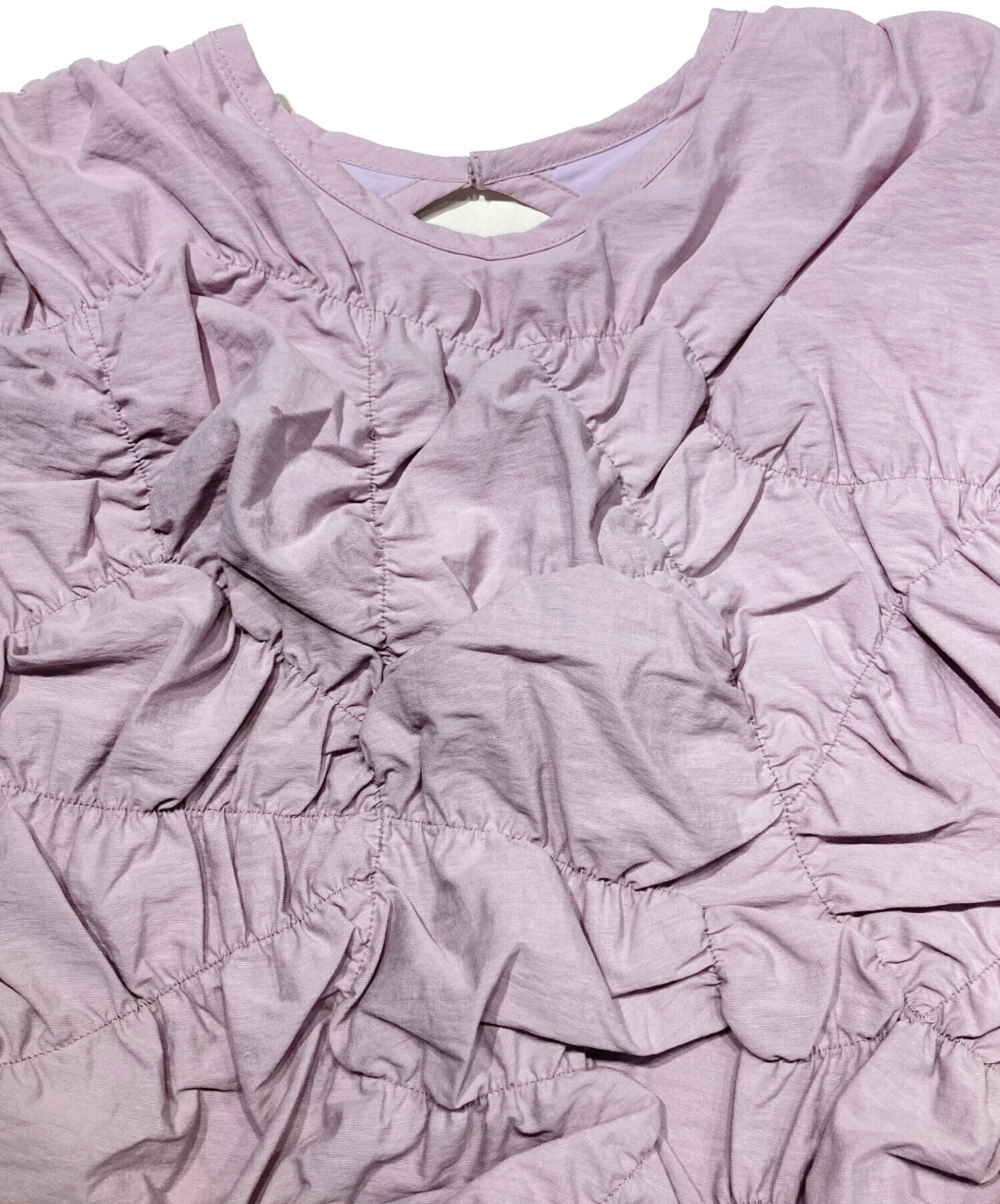 中古・古着通販】Ameri (アメリ) BUMPY GATHER BACK OPEN TOP パープル