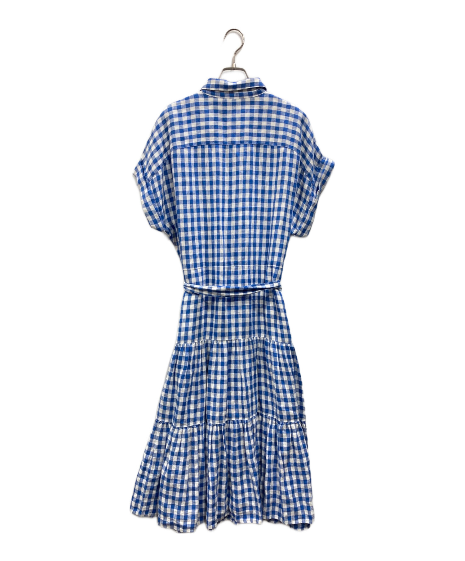 ローレンラルフローレン リネン　ティアード ギンガム シャツワンピース　美品 中古・古着通販】LAUREN RALPH LAUREN (ローレン ラルフ ローレン