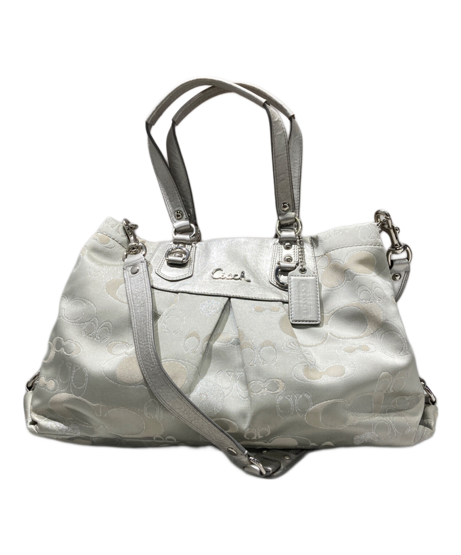 中古・古着通販】COACH (コーチ) シグネチャー 2WAYバッグ シルバー