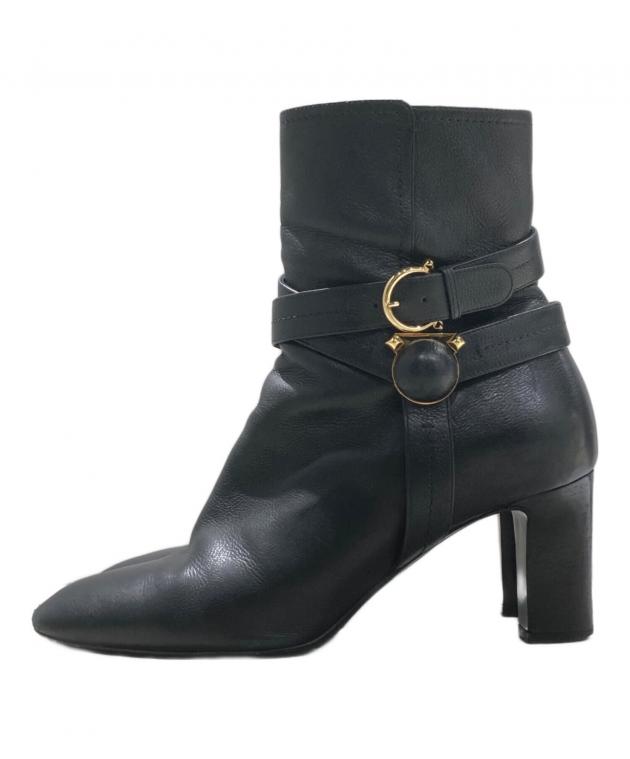 5D　SALVATORE FERRAGAMO　フェラガモ　黒　アンクルブーツ 中古・古着通販】Salvatore Ferragamo (サルヴァトーレ フェラガモ