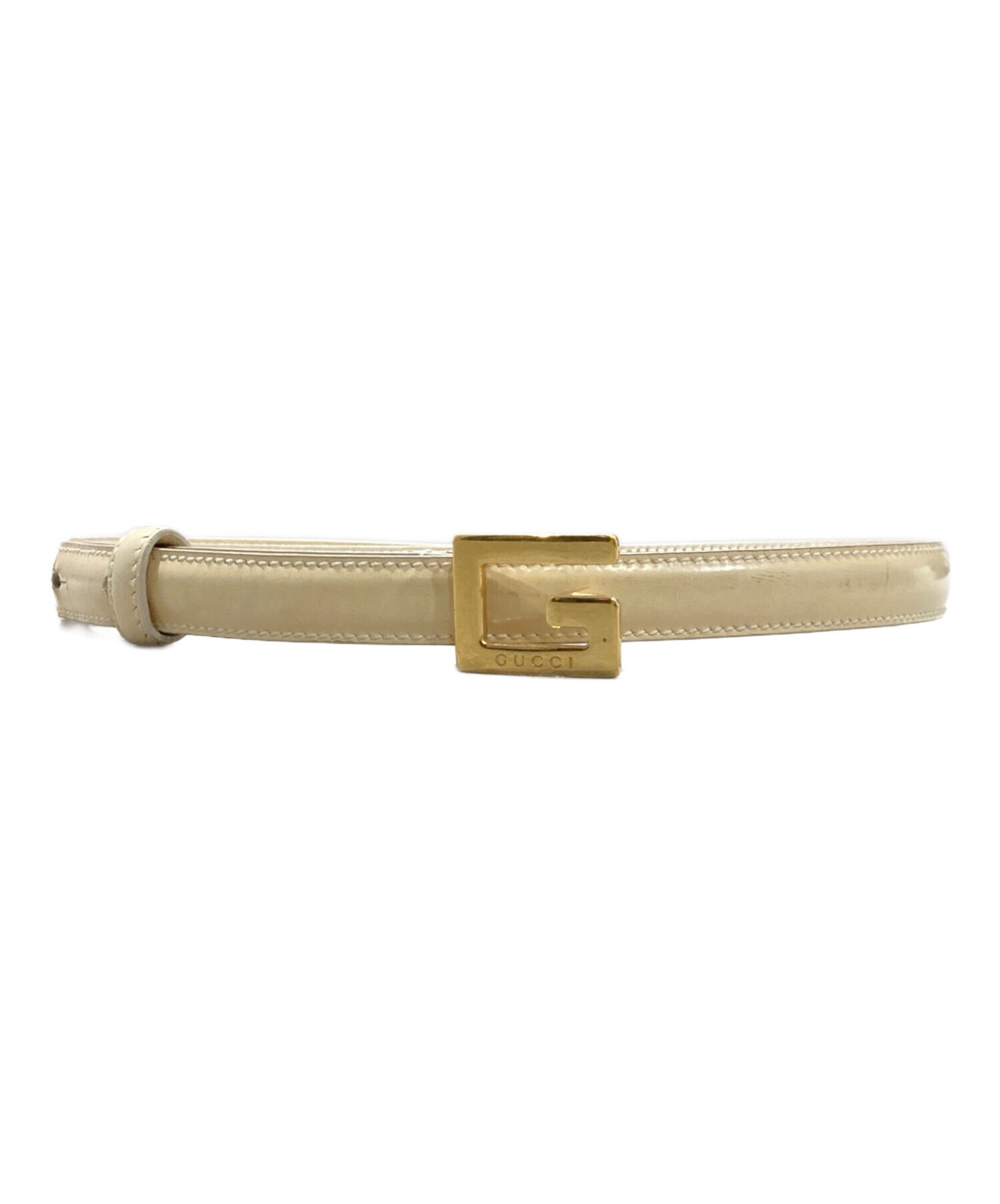 中古・古着通販】GUCCI (グッチ) Gバックル レザーベルト アイボリー