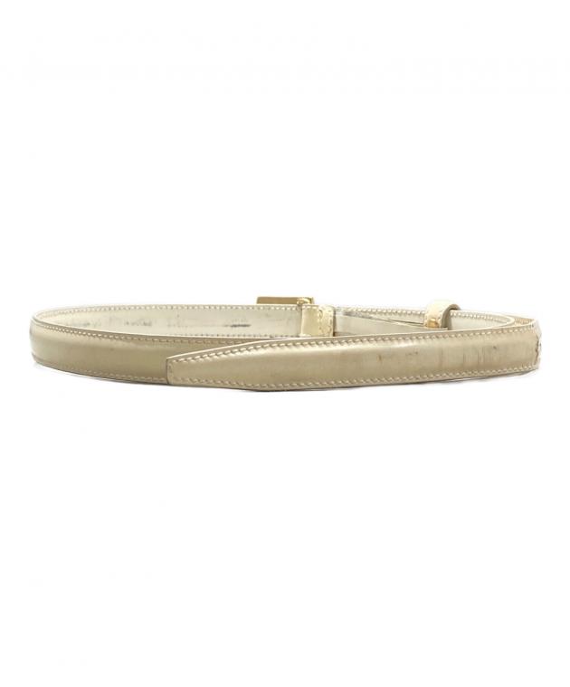 中古・古着通販】GUCCI (グッチ) Gバックル レザーベルト アイボリー