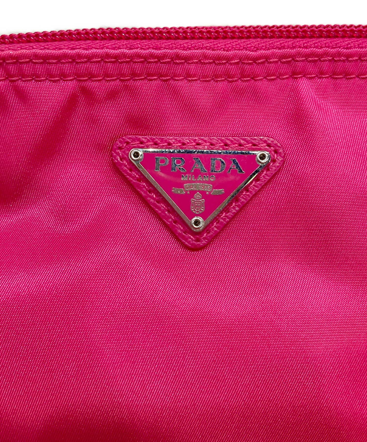 中古・古着通販】PRADA (プラダ) 三角ロゴナイロンポーチ ピンク