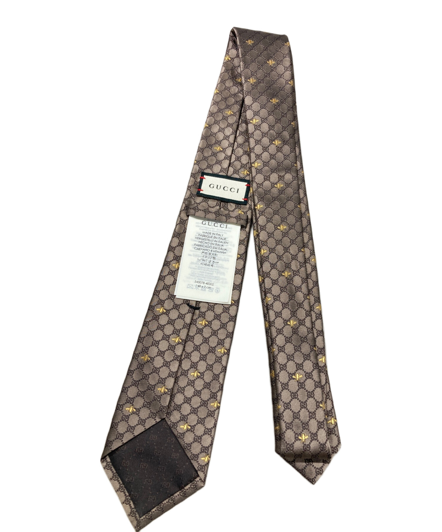 中古・古着通販】GUCCI (グッチ) ggビー ネクタイ ブラウン サイズ:148