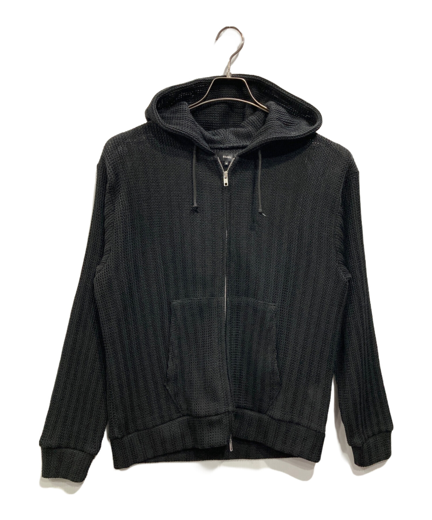 FUTURE ARCHIVE BEAMS メッシュ ジップパーカー ブラック 中古・古着通販】BEAMS (ビームス) メッシュ ジップ フーディ ブラック