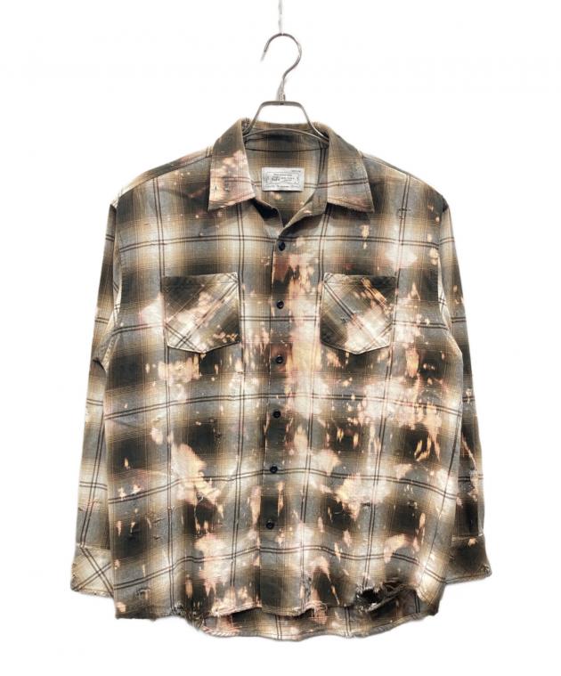 中古・古着通販】Rafu (ラフ) Bleached Dameged Shirt カーキ サイズ:M