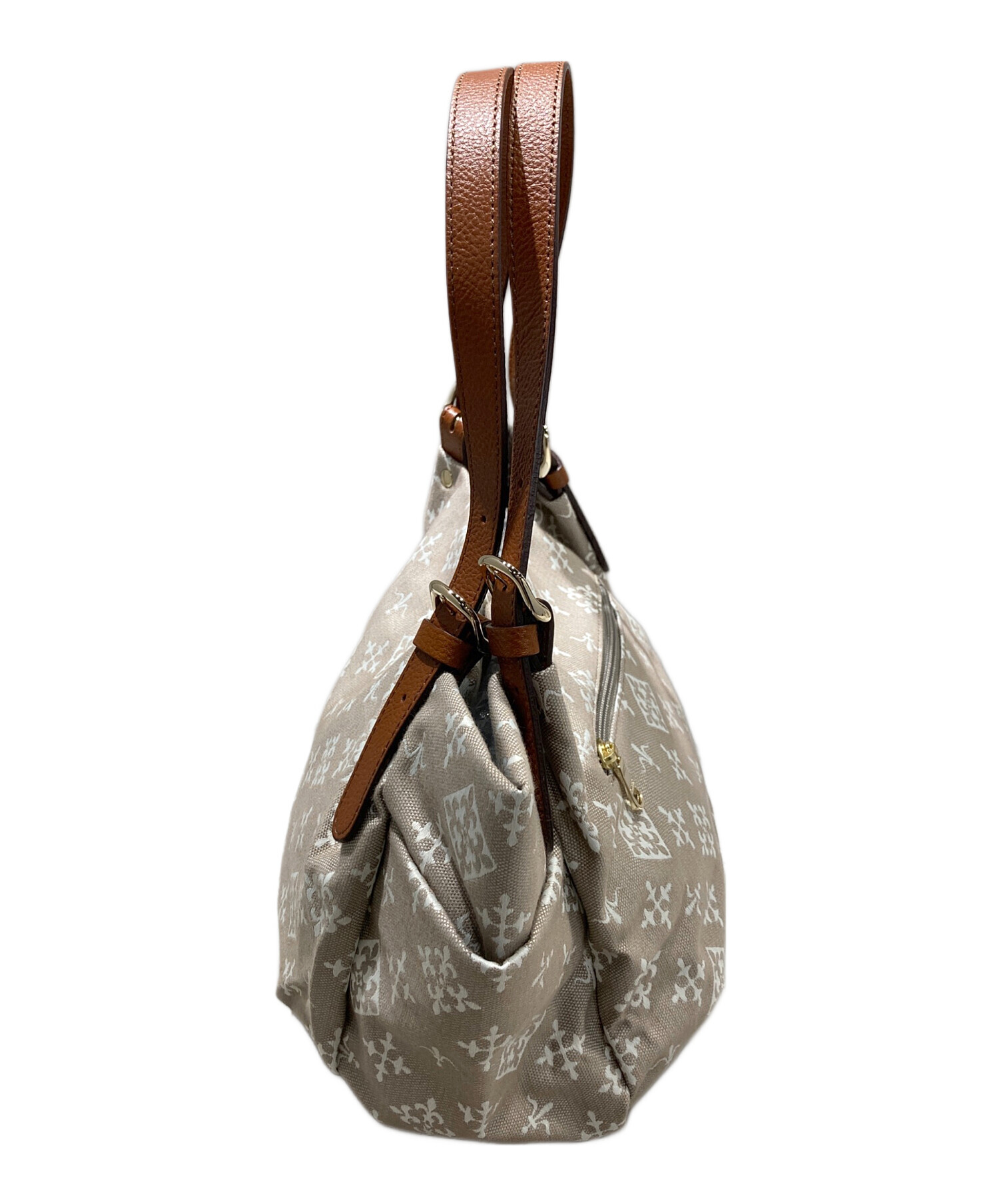 美品■russet トートバッグ　ジャガード　モノグラム　ベージュ 中古・古着通販】russet (ラシット) コットンジャガードトートバッグ