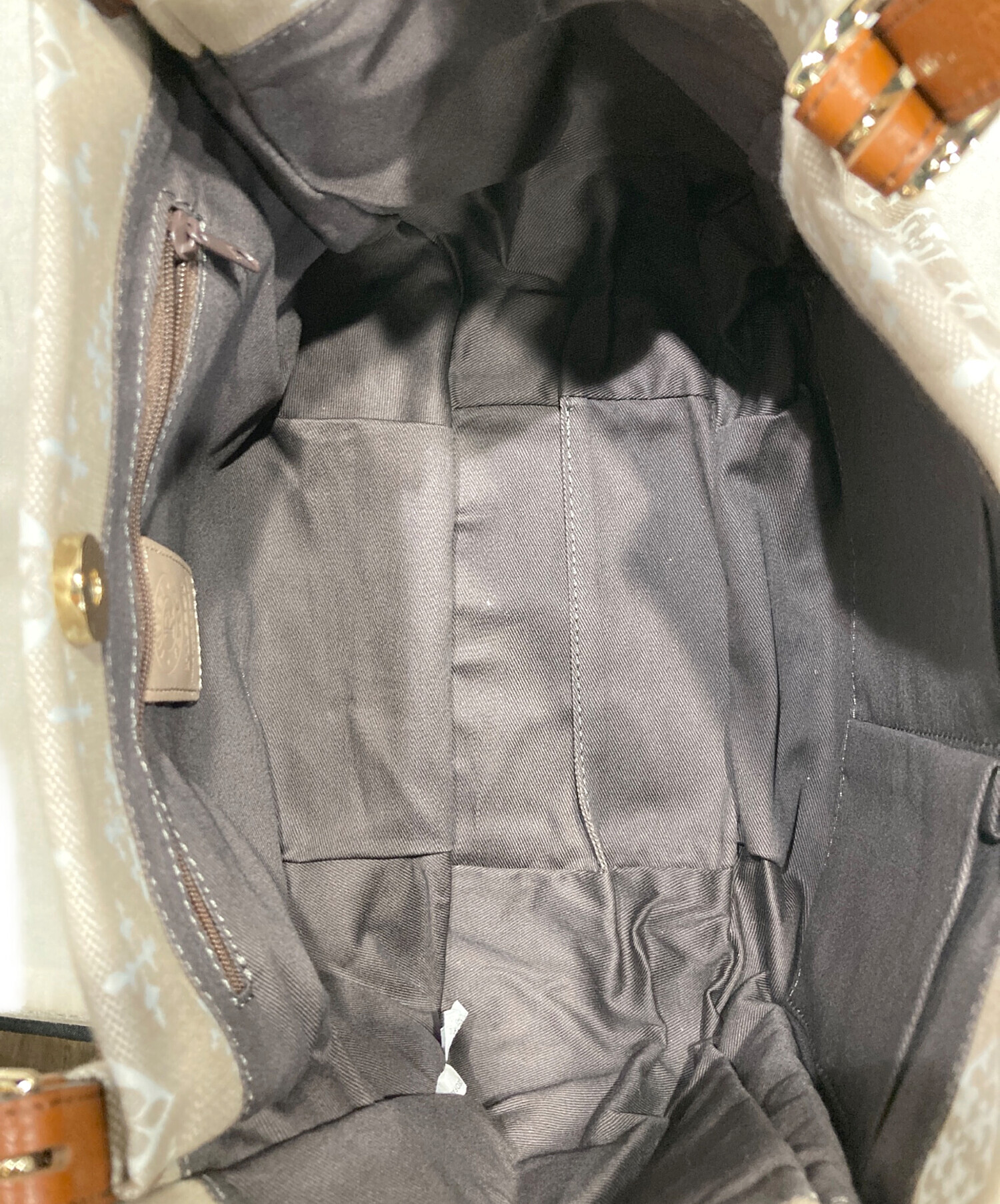 美品■russet トートバッグ　ジャガード　モノグラム　ベージュ 中古・古着通販】russet (ラシット) コットンジャガードトートバッグ