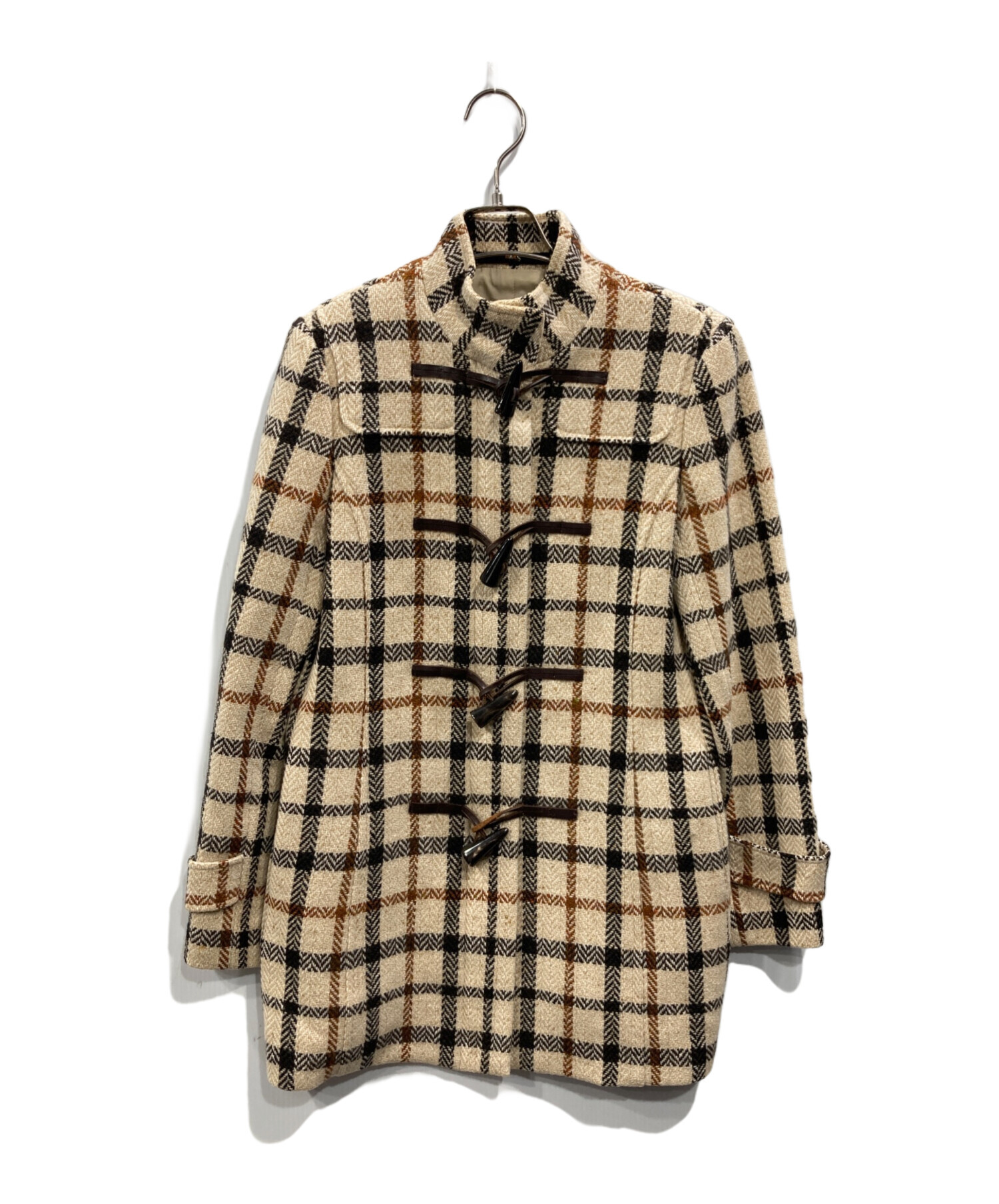 極美品 DAKS ダックス / ハウスチェック ステンカラーコート 中古・古着通販】DAKS (ダックス) ハウスチェック トグルボタン