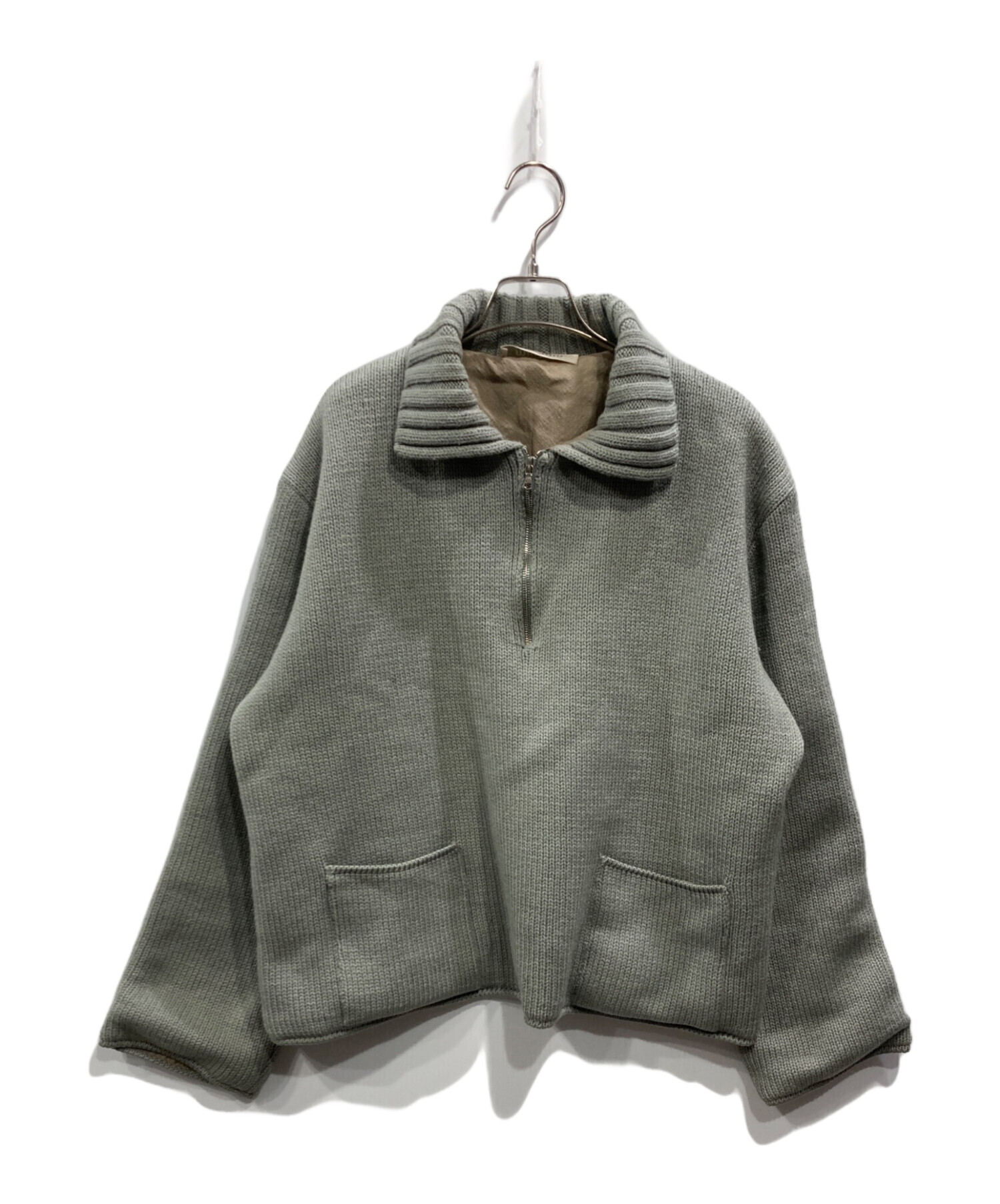 中古・古着通販】MIU MIU (ミュウミュウ) ハーフジップニット グリーン