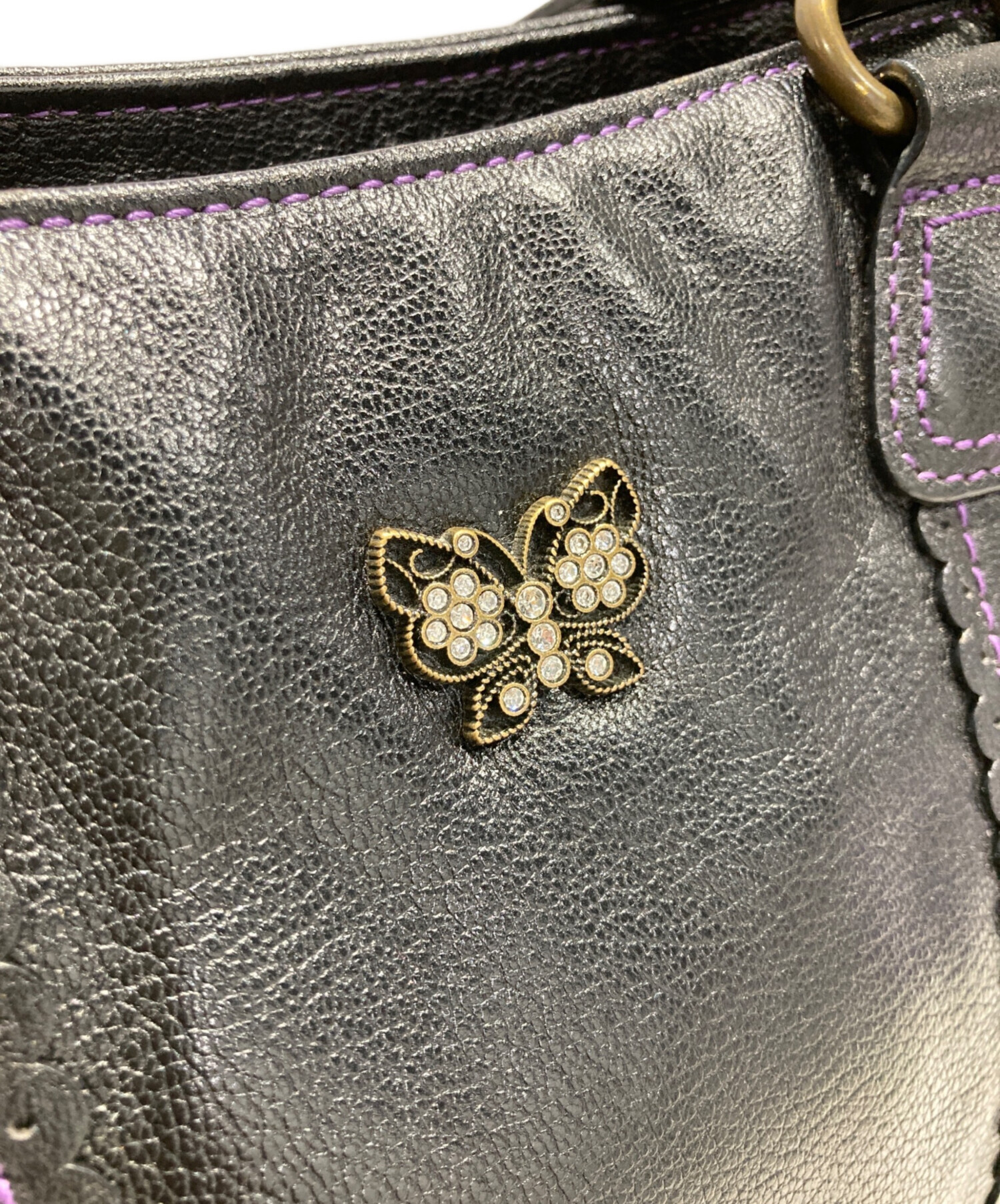 中古・古着通販】ANNA SUI (アナスイ) バタフライチャームレザートート
