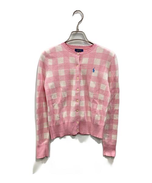 専用【美品】ポロラルフローレン カーディガン ギンガム韓国 フリル 綿 ピンクL 中古・古着通販】POLO RALPH LAUREN (ポロ・ラルフローレン) ギンガム
