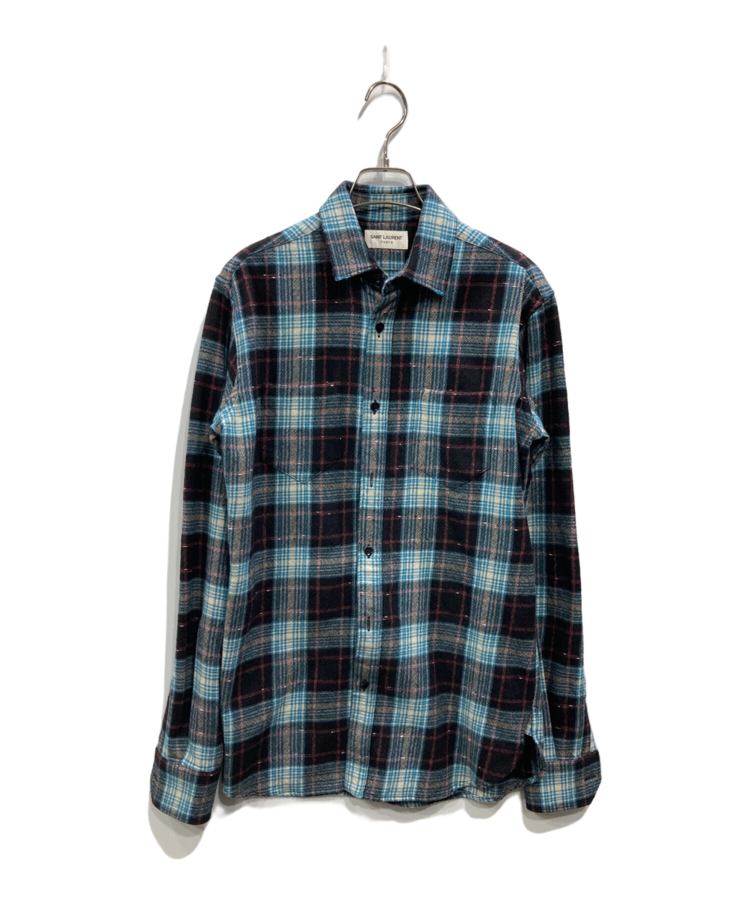 SAINT LAURENT チェックシャツ 中古・古着通販】Saint Laurent Paris (サンローランパリ) ウール
