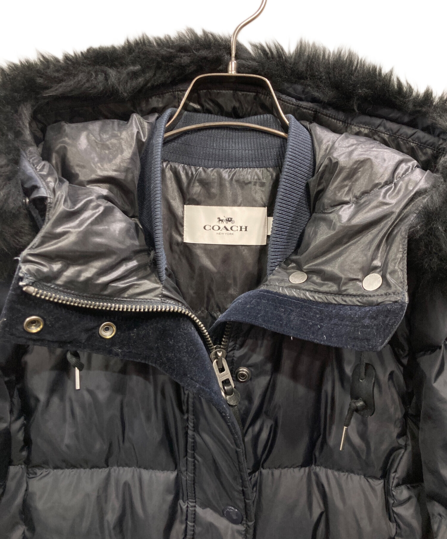 中古・古着通販】COACH (コーチ) ファー付ダウンコート ブラック