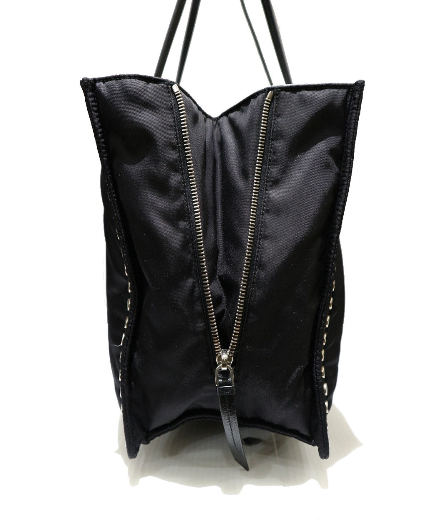中古・古着通販】PRADA (プラダ) スタッズエティケットバッグ ブラック 