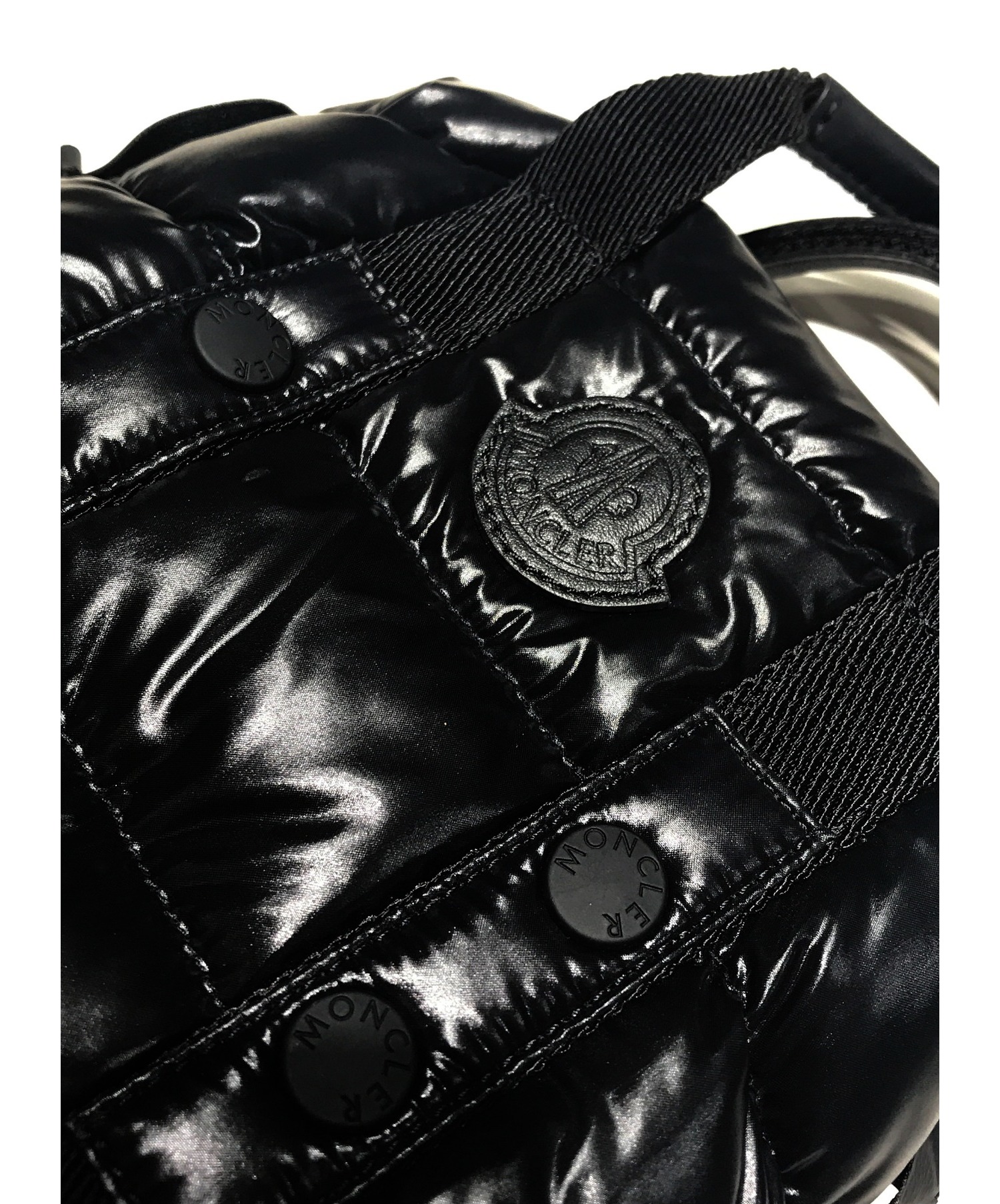 中古・古着通販】MONCLER (モンクレール) ダウンハンドバッグ ブラック 