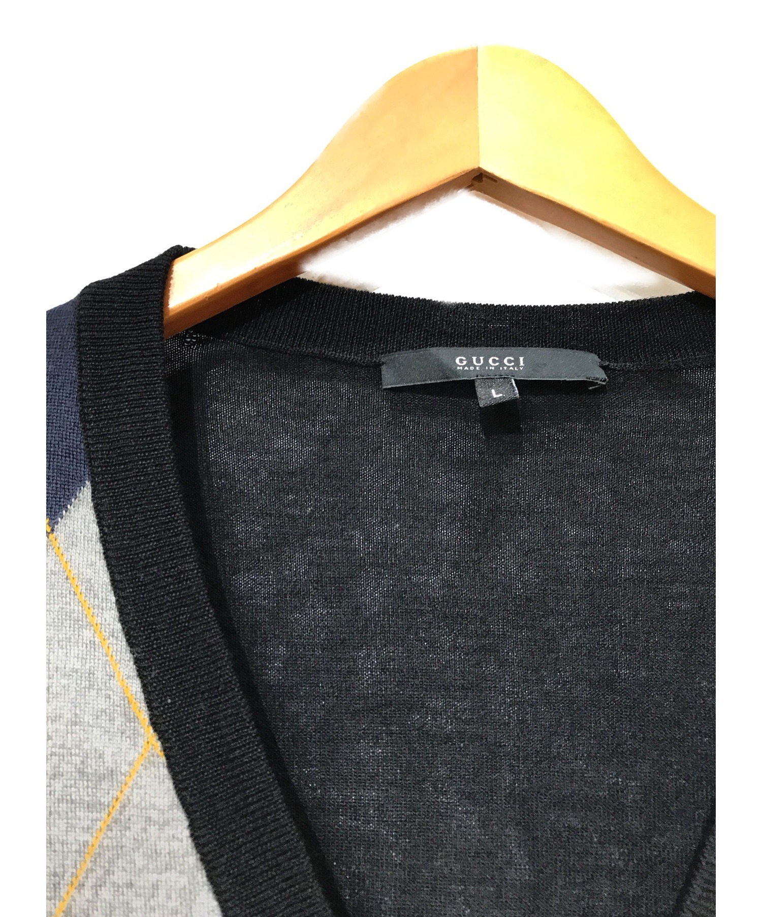 中古・古着通販】GUCCI (グッチ) アーガイル柄ニットカーディガン