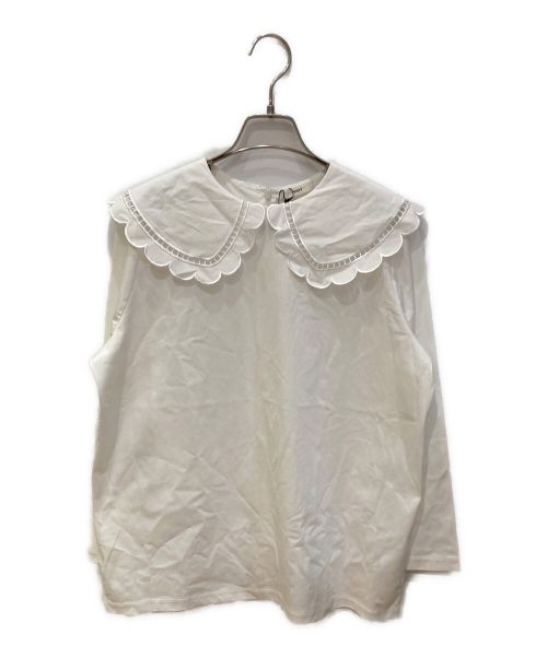 【新品未使用】yori スカラップカラーロンTee ネイビー Fサイズ yori ヨリ スカラップカラーロンTee ネイビー