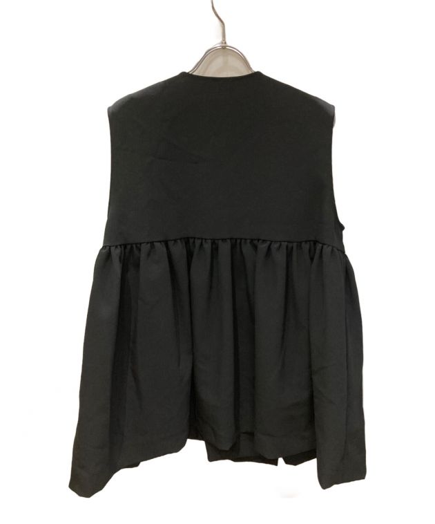 yori　ヨリ　ダブルクロスフリルフリルジレ　38　ブラック　ベスト　秋服 中古・古着通販】YORI (ヨリ) ダブルクロスフリルジレ ブラック サイズ