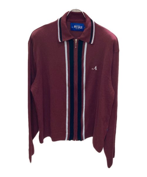 中古・古着通販】AWAKE (アウェイク) ジップシャツニット ボルドー