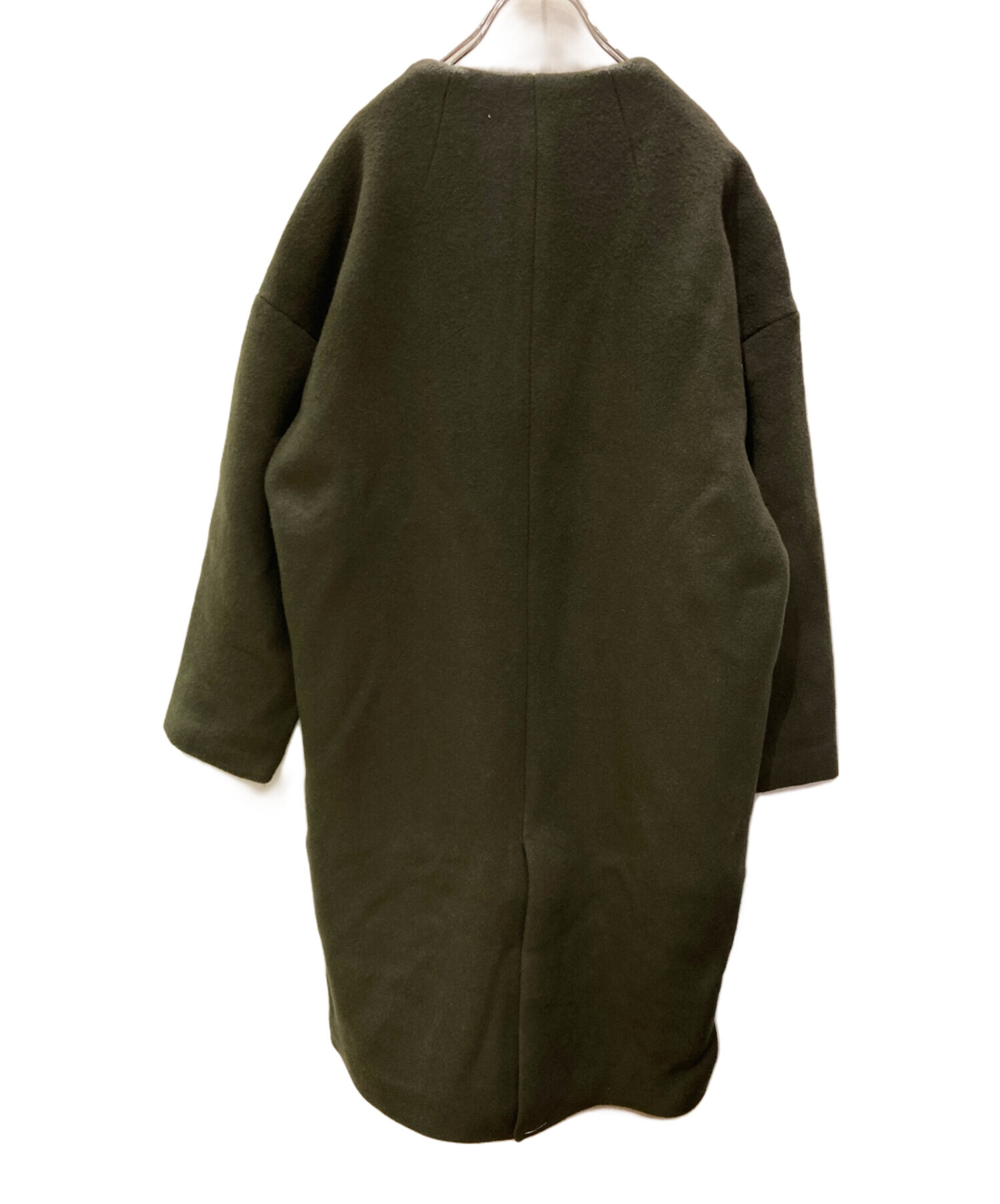 中古・古着通販】ELENDEEK (エレンディーク) ノーカラーコート カーキ