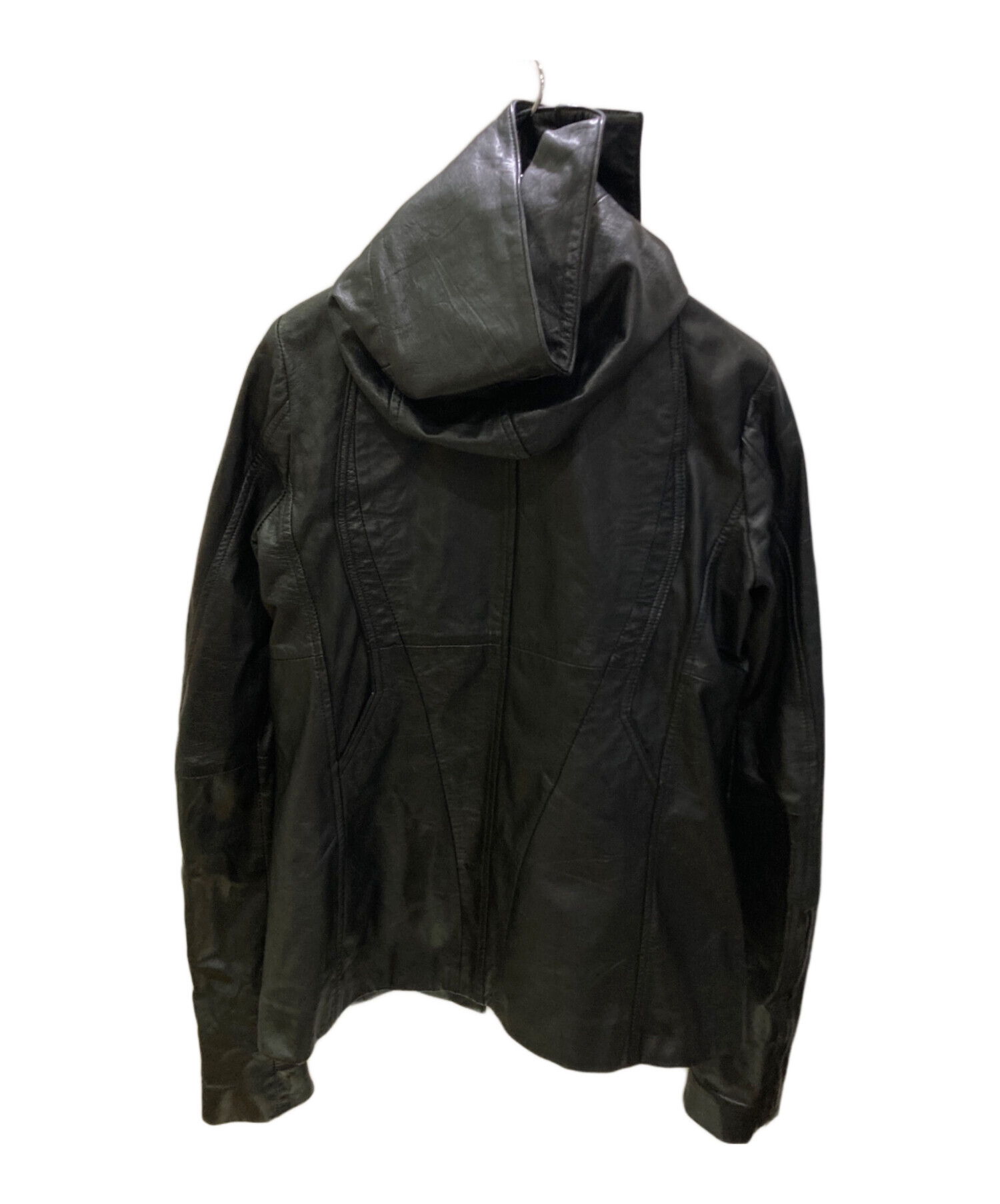 中古・古着通販】EKAM (エカム) レザーフーデッドジャケット ブラック