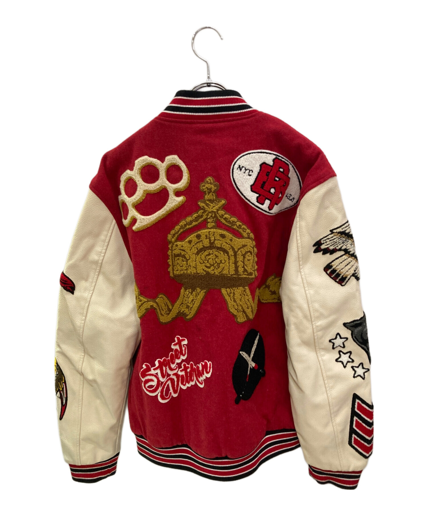 カスピ刺繍 ロゴ スタジャン レッド【XL】 中古・古着通販】Reason (リーズン) スタジャン レッド サイズ:XL