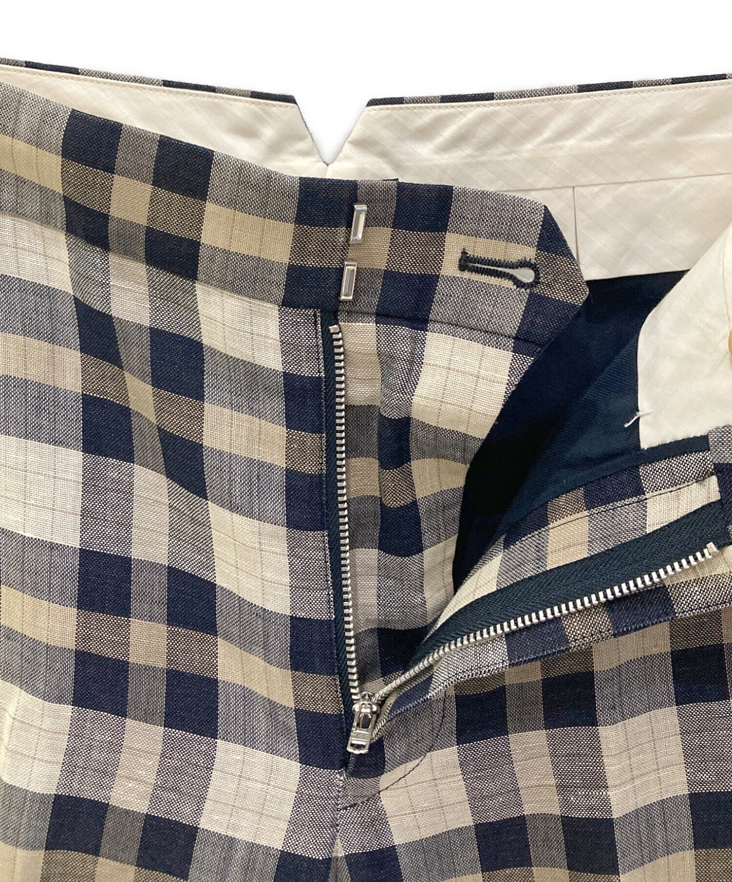 中古・古着通販】DRAWER (ドゥロワー) チェックワイドパンツ ネイビー