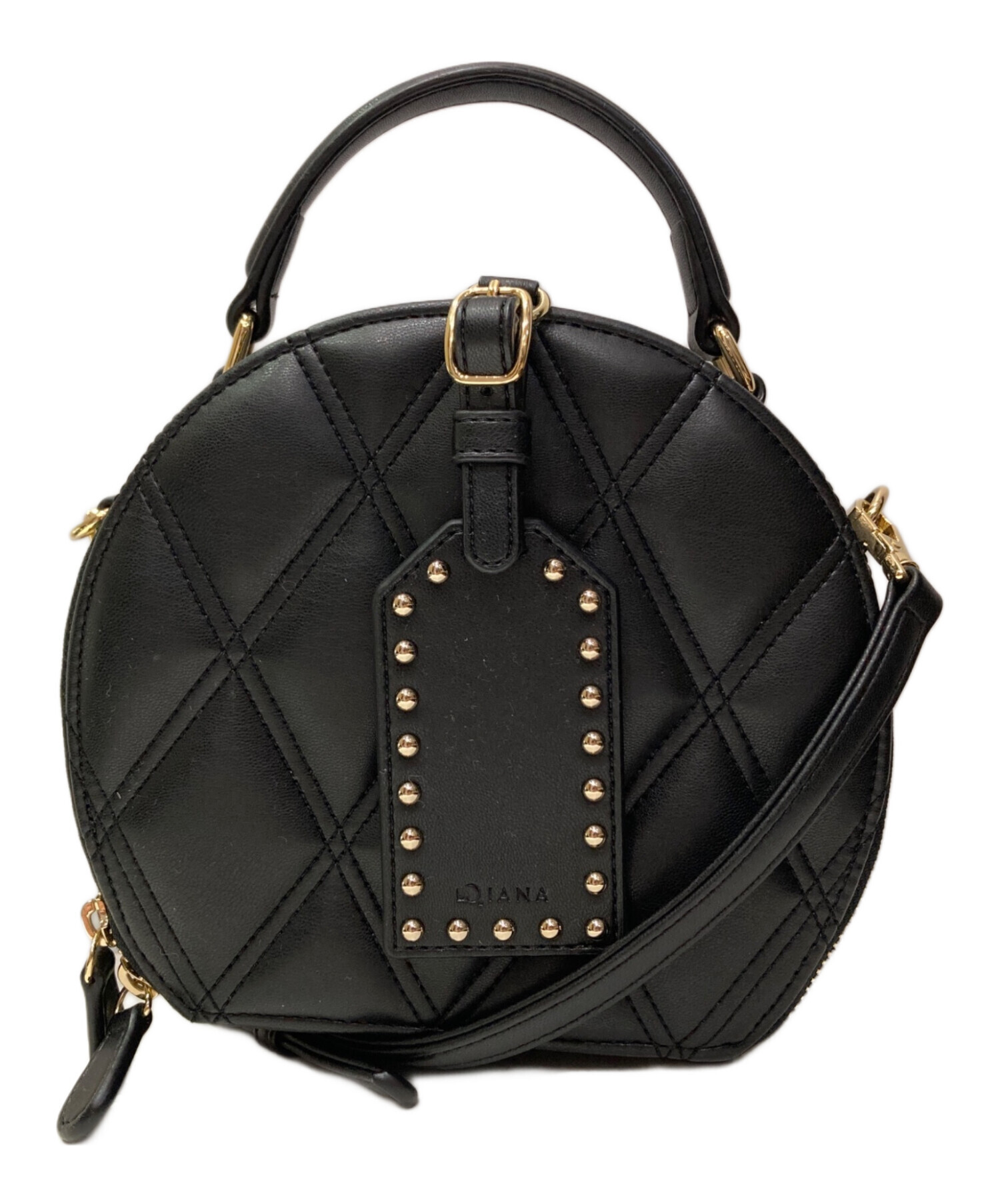 DIANA ブラック キルティングバッグ 中古・古着通販】DIANA (ダイアナ) ラウンド型キルティングBAG