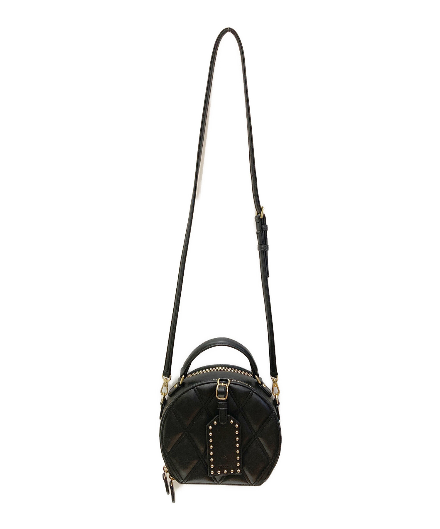 DIANA ブラック キルティングバッグ 中古・古着通販】DIANA (ダイアナ) ラウンド型キルティングBAG