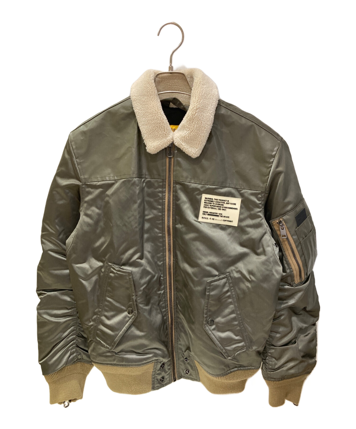 DIESEL フライト ジャケットディーゼル ミリタリー ボア襟 ブルゾン 中古・古着通販】DIESEL (ディーゼル) ボア襟ミリタリーフライト