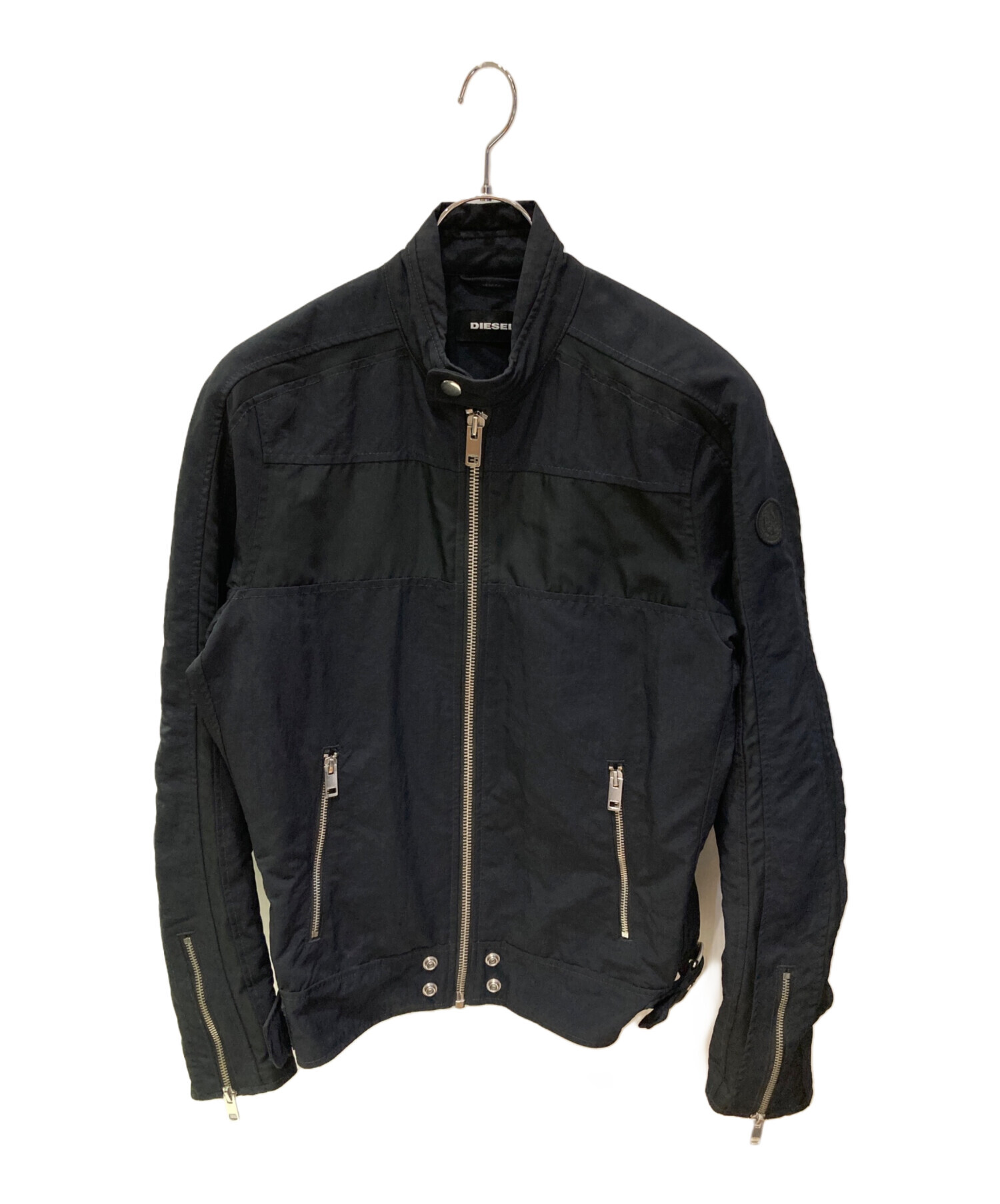 DIESEL 黒 ナイロン ライダースジャケット M DIESELナイロンライダース 