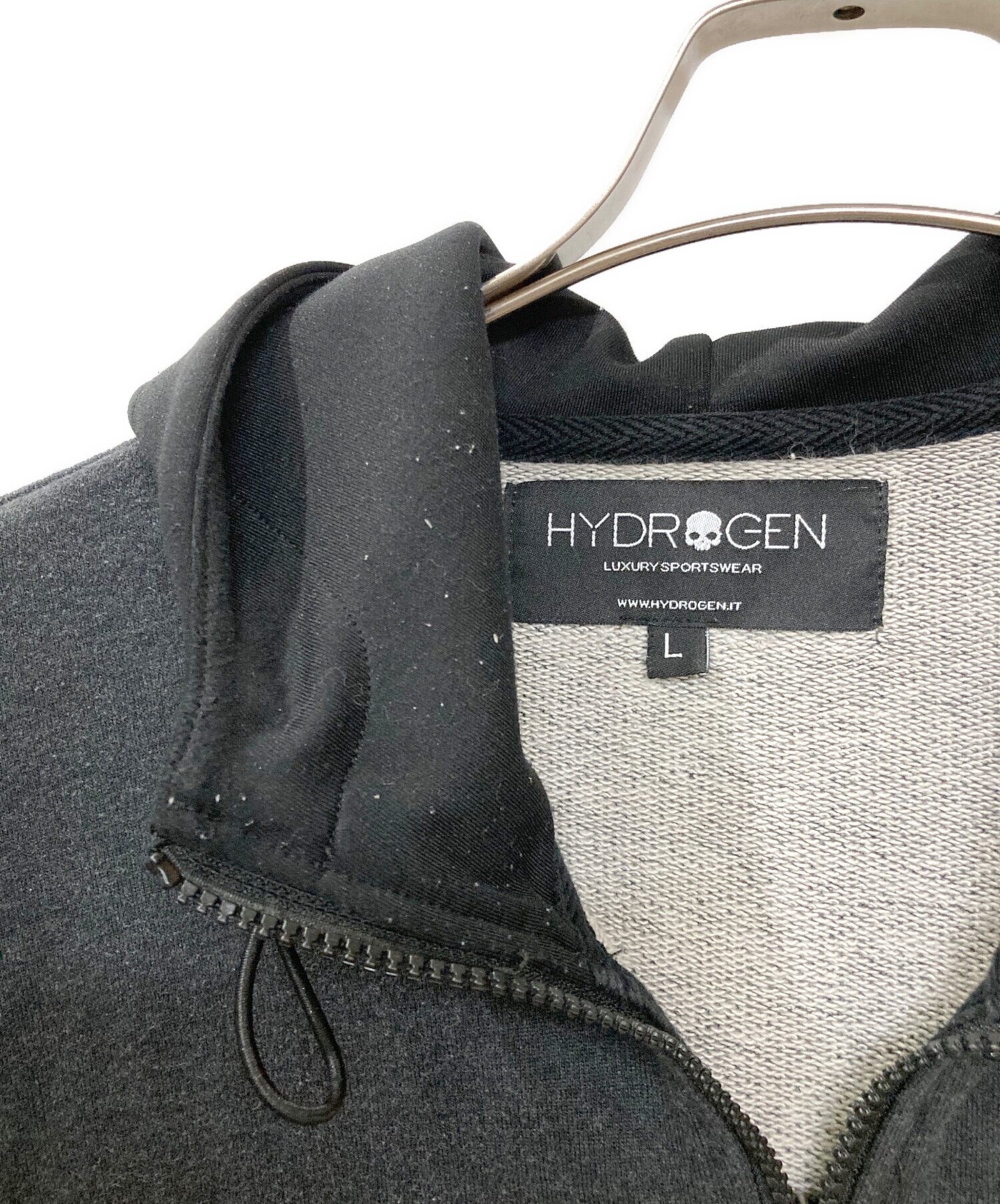 【新品未使用】 HYDROGEN ハイドロゲン パーカー グレー ジップ ロゴ HYDROGEN（ハイドロゲン） パーカー LENTICULAR FULLZIP HOODIE MZ0005