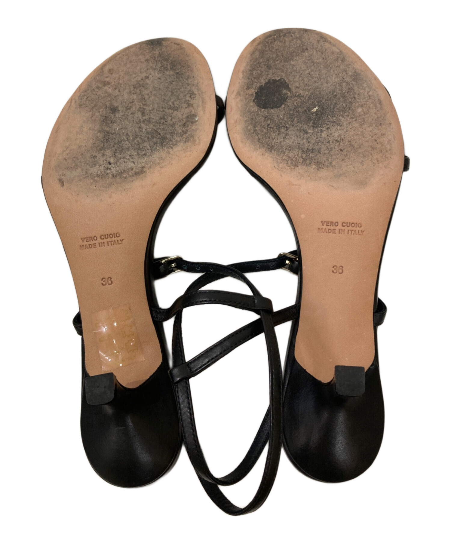 美品☆BRENTA ブレンタ ストラッププチヒール ミュール ブラウン